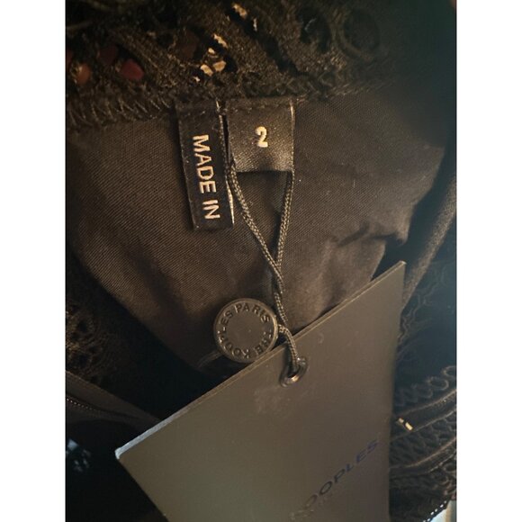 Kooples Black Geometric Guipure Long-Sleeve Mini Dress Size 2 US Med NWT $485 - Picture 12 of 16